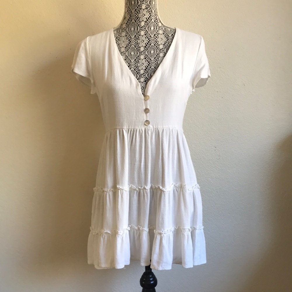 Princess Polly mini dress cream ruffle